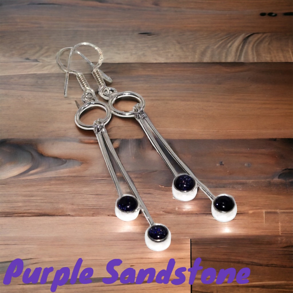 #549 Purple Sandstone Handcrafted Earrings Nwot